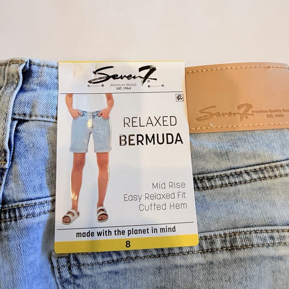 Seven7 Women's Relaxed Bermuda Jean Shorts Sz 8 Cuffed Hem Blue NWT (A0127) - Picture 6 of 8